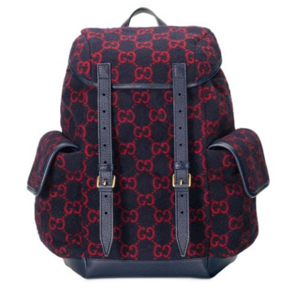 Gucci GG Monogram Print Wool Backpack in Navy - Picture 1 of 7